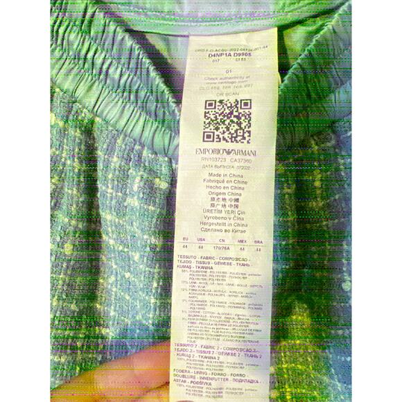 RTR Emporio Armani Sz 44 / Large Blue Boucle Gathered Pull-On Shorts  tweed - Picture 6 of 7